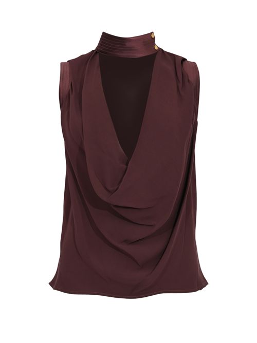 Top in georgette di viscosa Cacao Elisabetta Franchi | CA13461E2644